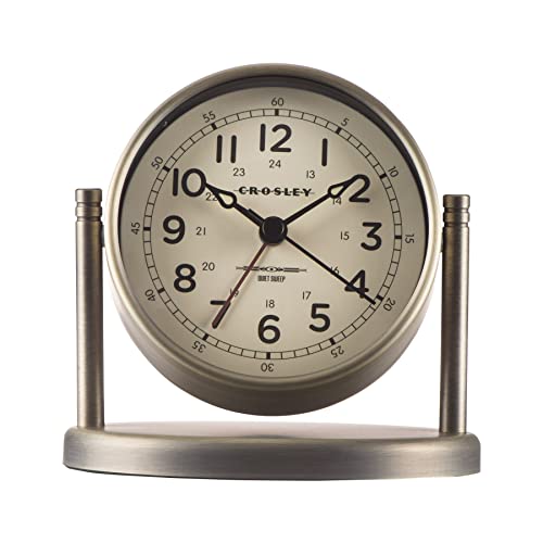 Timelink Nautical Alarm Clock For Desk Side Table And Night Stand, All Metal Case With Dome Glass Lens, Adjustable Viewing Angle, Simple Operating Controls (Bronze) Crosley Light Bronze #TOP3
