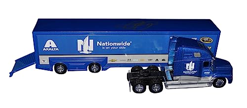 AUTOGRAPHED 2017 Dale Earnhardt Jr. #88 Nationwide Racing (Final Season) NASCAR Authentics Blue Signed 1/64 Scale NASCAR Transporter/Hauler with COA