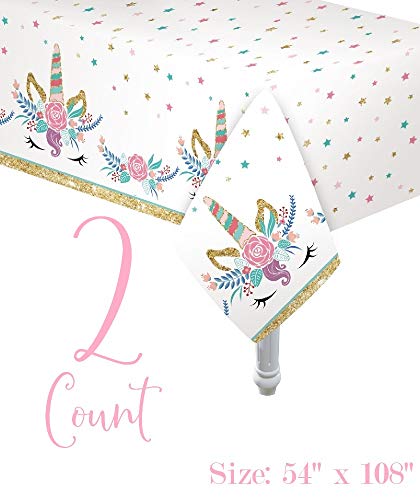Serves 30 Complete Party Pack Cute Unicorn Party Supplies And Tableware Kit Plates Cups Napkins Table Cover Balloons Cake Topper Swirls Candles Unicorn Birthday Banner Ideal For Unicorn Birthday Decorations For Girls #TOP3