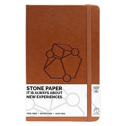 Carnet de notes ligné en papier de pierre étanche Pictostone marron avec couverture rigide