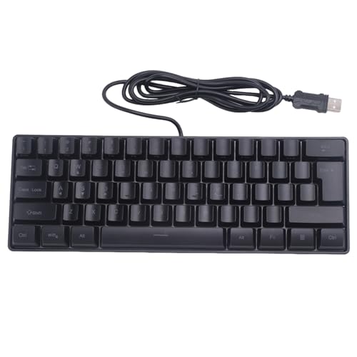 VENOAL Teclado para juegos, 61 teclas multicolor RGB iluminado LED retroiluminado con cable, mini teclado impermeable