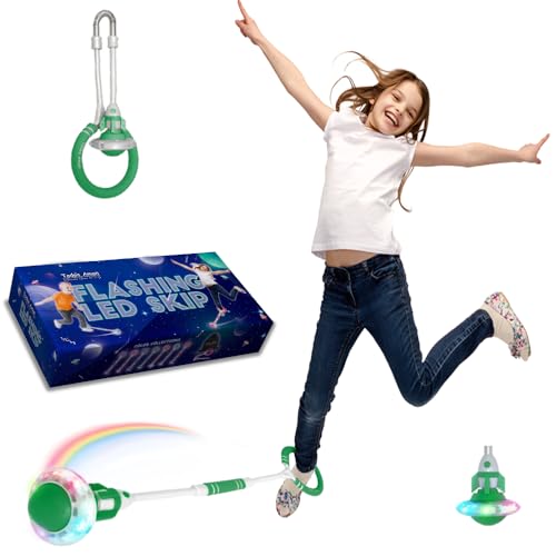 Rocket Flashing LED Ankle Skip Fun Cool Jumping Gift for Ages 5 6 7 8 9 10+ Kids NO Battery Charging Needed Family Exercise Fitness Coordination Balance Extra Energy Burning (Green 1-Pack)