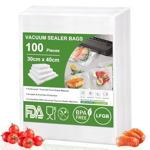 Omtofo 100 Sachets Sac Sous Vide Alimentaire 30x40 cm, Sac Sous Vide Gaufré, sans BPA, Approuvé LFGB, Sachet Sous Vide Alimentaire pour Conservation des...