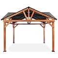 Outdoor Leisure Products Model 10600041 Cedar Gazebo with Metal Roof Measuring 12 Feet by 12 Feet