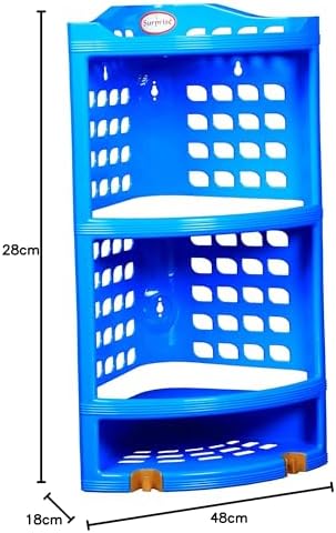 Surprise® Multi Purpose Plastic Corner Rack – Stylish Storage Shelf for Kitchen/Living Room/Bathroom Blue