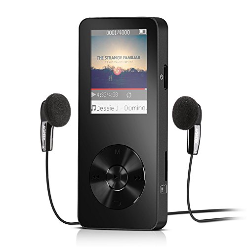 AGPtEK 16GB Portable MP3 Player(Expandable Up to 128GB), Music Player/Voice Recorder/FM Radio with HD Headphone and Adjustable Sport Armband, M28, Black
