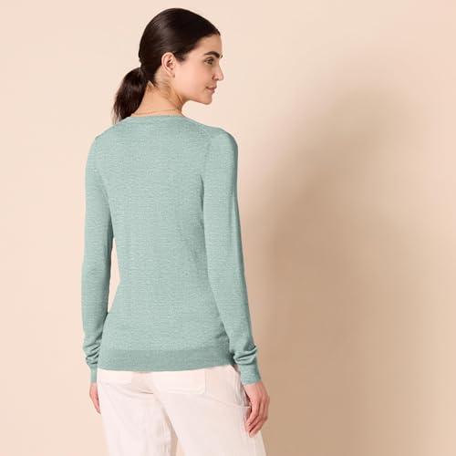 Amazon Essentials Women's Regular-Fit Lightweight Long-Sleeve V-Neck Sweater, Ribbed, Cozy Soft (Available in Plus Size), Sage Green Heather, Medium by Amazon Essentials - Used condition - US$14.06