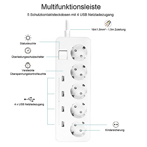 Elbe Inno Multipresa ciabatta elettrica con 5
