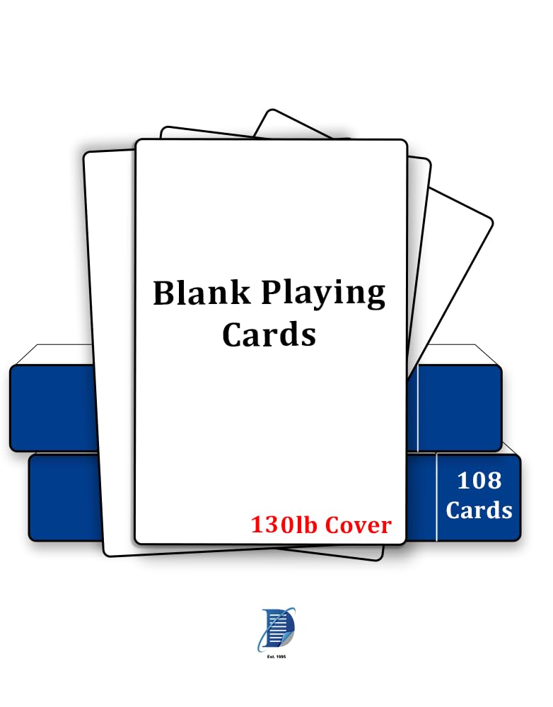 Blank Playing Cards (108 Cards) - 3.5 x 2.5 (Poker Size) - Thick Material - Easy to Write On! (Perfect for DIY Games or Flash Cards)