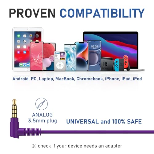 Image of LUDOS FEROX Wired Earbuds in-Ear Headphones, 5 Year Warranty, Earphones with Microphone, Noise Isolation Corded for 3.5mm Jack Ear Buds for iPhone, Samsung, Laptop, Kids, School Students - Purple