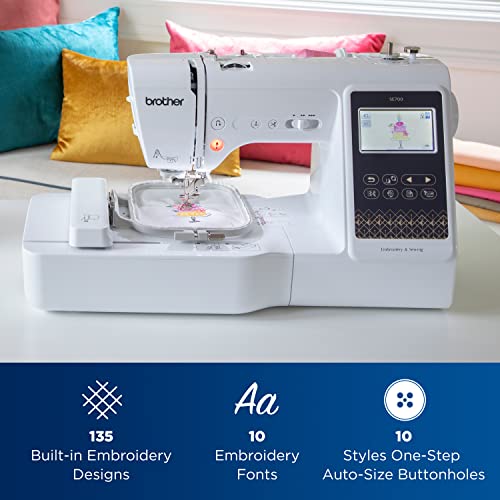 Brother SE700 Sewing and Embroidery Machine, Wireless LAN Connected, 135 Built-in Designs, 103 Built-in Stitches, Computerized, 4" x 4" Hoop Area, 3.7" Touchscreen Display, 8 Included Feet, White - Image 5