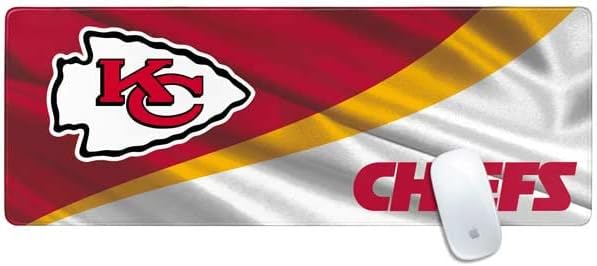 Skinit Large Gaming Mouse Pad - Officially Licensed Kansas City Chiefs Design with Stitched Edges, Waterproof, Non-Slip Rubber Base, Desk Mat for Keyboard & Mouse, 31.5" x 11.8" inches
