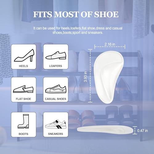 Image of 6 Pairs Arch Support Inserts for Women & Men, Reusable Arch Support Cushions for Plantar Fasciitis Relief, Shoe Insoles for Flat Feet, Sandals, Heels, Work Shoes