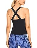 CRZ YOGA Women's Naked Feeling Soft Criss Cross Workout Tank Tops Built in Bra Yoga Athletic Shirts...