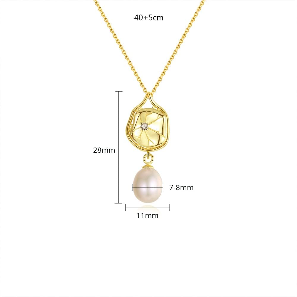 Pearl Necklace Genuine Freshwater Cultured 8-9mm Pearl Pendant Necklaces Sterling Silver for Women Fine Jewelry Gifts for Women Wife Girlfriend Mother