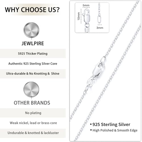 Jewlpire Italian 1.1mm 1.2mm Cable Chain 925 Sterling Silver Chain Necklace for Women, 14K Plated Gold Chain for Women Sturdy Women's Chain Necklaces, 14 16 18 20 22 24 Inch3