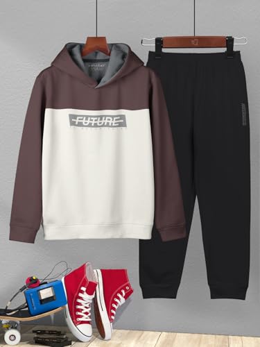 Image of HELLCAT Printed Cotton Blend Full sleeve Hoodie T-shirt Jogger Trackpant Clothing Set for Boys
