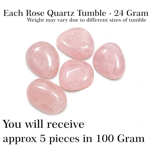 Image of Crystal Rose Quartz Tumble Stone Pebble Tumbled Gemstone for Reiki Healing Vastu Correction Gravels for Aquarium Home Decor Garden Table 100 Gm