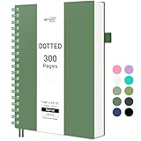 RETTACY Bullet Dotted Journal Notebook, 300 Pages, B5 Medium Size (7.4'' × 10''), 100 GSM Thick Paper, Flexible Plastic Cover, Spiral-bound, for Bullet Journaling, Planning, Tracking (Dark Green)
