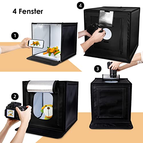 Fotostudio Set, Fotobox Lichtzelt 50×50×50 cm Tragbare Faltbares Studiobox, Foto Zelte Fotografie mit LED Beleuchtung, 4… – Bild 6