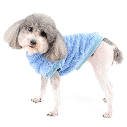 Zunea Fleece Dog Jumper Winter Warm Sweater Jacket Coat for Small Dogs Soft Fuzzy Puppy Clothes with D-Ring for Harness Lead Pullover Cold Weather Pet Girl Boy Apparel for Chihuahua Cats Darkblue S - Image 2