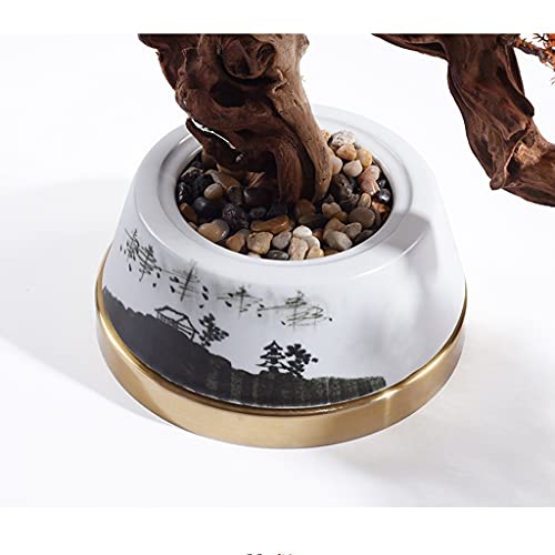 Sztuczne drzewko bonsai z symulowanymi jesiennymi liśćmi do domu i biura, roślina doniczkowa w ceramicznej doniczce
