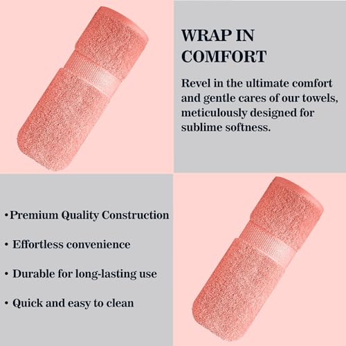Image of Sulfar 100% Terry Ring Spun Cotton Face Towel - Quick-Dry, Highly Absorbent (480 GSM) (30 x 30 Cm) Coral Pink (Pack of 1)