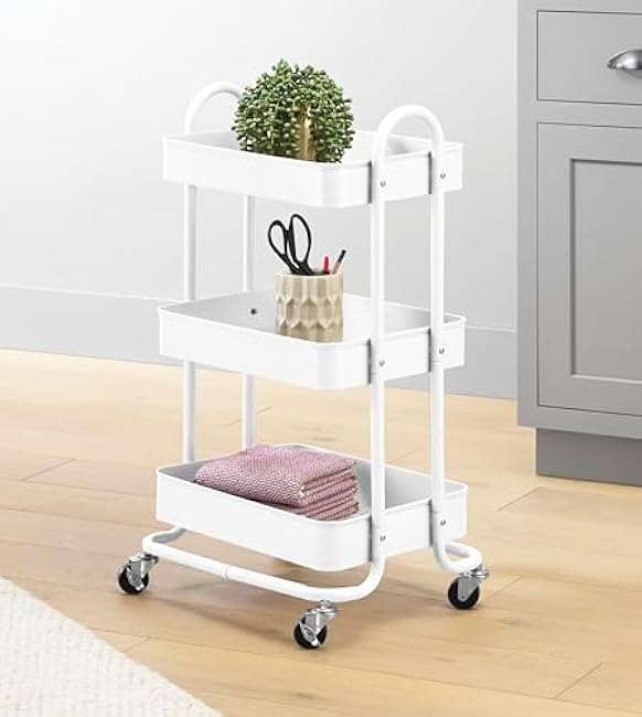 Whitmor 3-Tier Metal Cart, White-hhrYR6B0