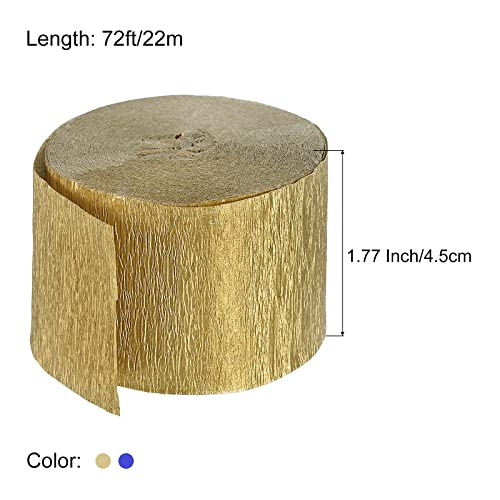 Meccanixity Crepe Paper Streamers 2 Rolls 72Ft In 2 Colors For Rainbow Party Decorations Wedding Ceremony Birthdays Christmas Decoration (Persian Blue,Gold Tone) #TOP1