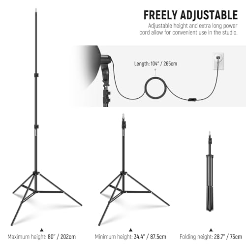 NEEWER 350W Equivalent Softbox Lighting Kit, 5700K LED Light Bulb, 24x24 inches Softbox with E26 Socket, Photography Continuous Lighting Kit, Photo Studio Equipment, NK300 - Image 8