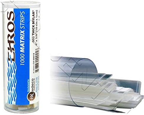 Ehros 1000 Dental Mylar Matrix Strips, 4" x 3/8", .002 Thick Mylar, Professional Orthodontic, Transparent