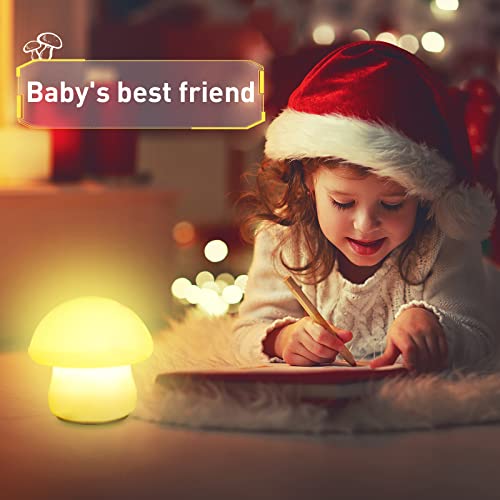 Mushroom Lamp, Rechargeable Mushroom Night Light, Multi-Color Led Mushroom Nightlight, Dimmable Mushroom Nightlamp For Breastfeeding, Nursery Squishy Silicone Lamp For Bedroom(Tap/Remote Control) #TOP3