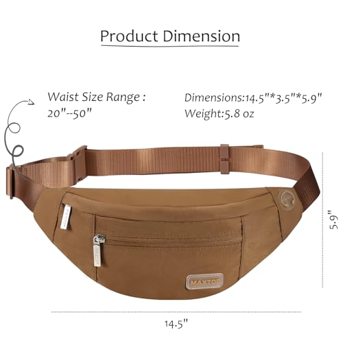Image of MAXTOP Large Crossbody Fanny Pack with 4-Zipper Pockets,Gifts for Enjoy Sports Festival Workout Traveling Running Casual Hands-Free Wallets Waist Pack Phone Bag Fits All Phones(Brown)