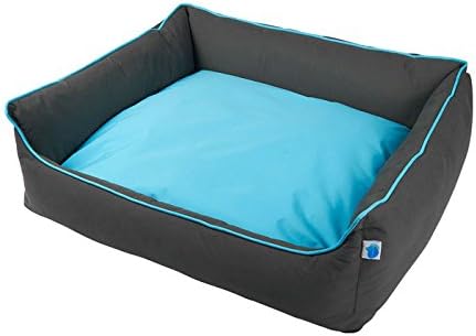 Totally PoochedExplore Bolster Dog Bed with EVERFRESH Probiotic Technology for Natural, Non-Toxic Odor Control- Blue, Small
