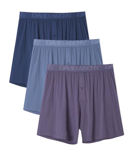 Image of DAVID ARCHY Mens Boxers Soft Rayon Made from Bamboo Boxers for Men Pack Loose Underwear Cooling Mens Boxer Shorts