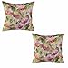 Set de 2 Cojines de Flores Fucsia de Lino y poliéster de 45x45 cm - LOLAhome