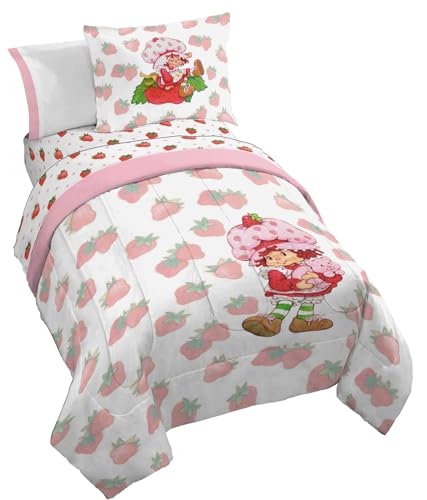 Image of Strawberry Shortcake Full Size Comforter Set 7 Piece Kids Bedding, Pink
