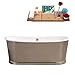Streamline | Freestanding Soaking 67" R5381GLD Cast Iron Bathtub, Chrome | Comes with External Drain And Gold Overflow | Bamboo Tray Included