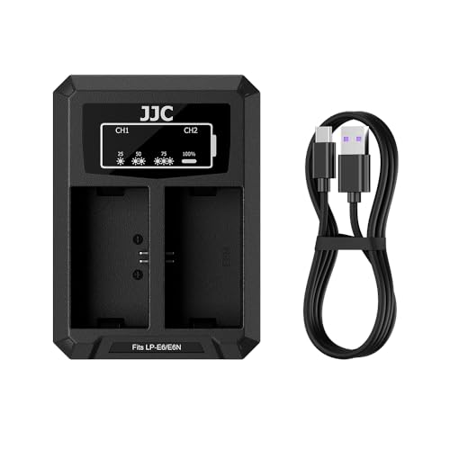 Image of JJC LP-E6 Battery Charger USB Dual Slot for Canon EOS R6 Mark III II R5 II | for EOS R6 V R5 Mark II R7 R 90D 80D 70D 60D 6DII 7DII 5D IV 5D III 5DII 5DS 5DS R Cameras, Overheat & Overcharge Protection