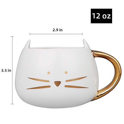 Koolkatkoo Cat Coffee Mug For Women Girls Cute Ceramic Meow Mugs For Cat Lover Tea Cup 12 Oz White #TOP1