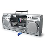  Muse M-380GBS Boombox Cassettes rétro avec Lecteur CD, AUX et Bluetooth, Compatible Smartphone, enregistreur Cassette+Clé 32G