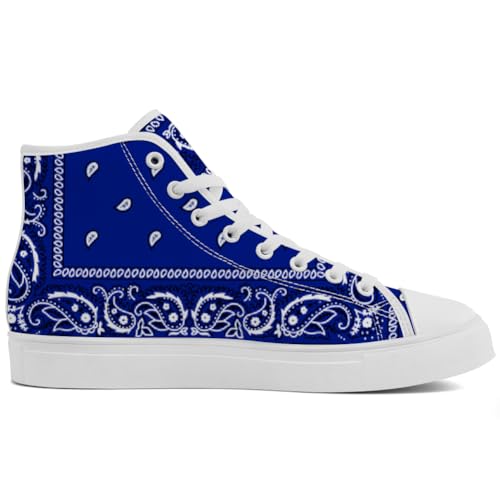 Men's Women's Paisley High Top Shoes High Top Canvas Sneakers Lace Up White Shoes2
