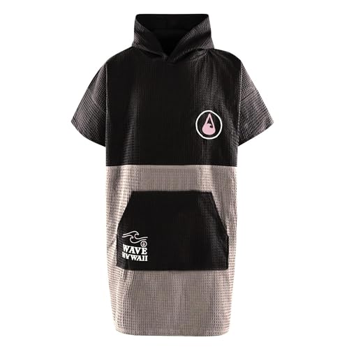 WAVE HAWAII Bade-Poncho Damen & Herren EL Yaque | Größe L/XL, 170-200cm I 100% Baumwolle Surf-Poncho Erwachsene | Travel-Handtuch mit hoher...