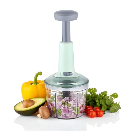 Image of KiR Premium 1000 ML Kitchen Chopper for Vegetables & Fruits | Manual Onion Cutter | Multipurpose Food Dicer Mincer for Veggies Garlic Tomato Potato Ginger Fruits Herbs etc. | BPA-Free Safe Container