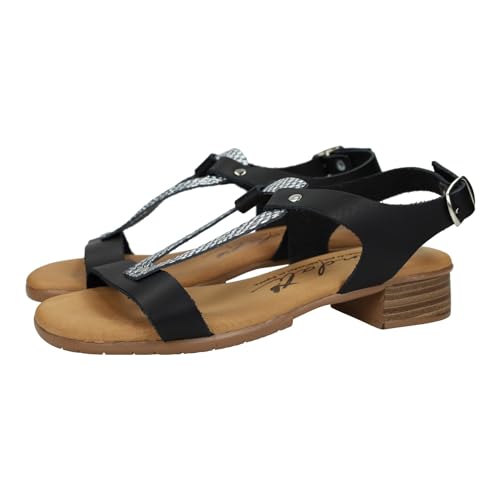 Sandali 23033 sandales cuir noir et plomb femme pour éviter les maux de pieds