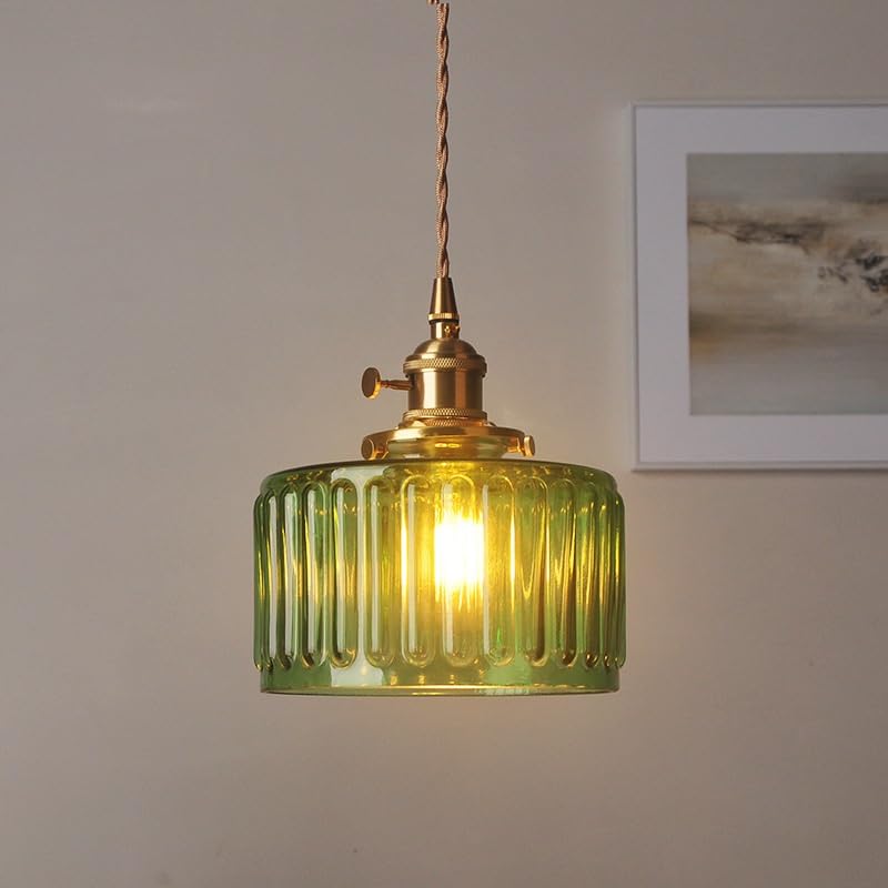 Suspension verre vert ou ambre pour un éclairage de chambre doux - 2