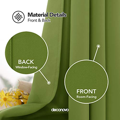 Image of Deconovo Thermal Blackout Grommet Room Darkening Curtains for Study, 52x63 Inch, Grass Green