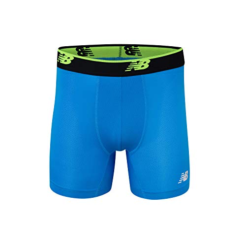 New Balance Men's No Fly Mesh Jersey Boxer Brief Breathable Lightweight Moisture Wicking Underwear (3 Pack) - Pigment/Bolt/Team Royal, Large3