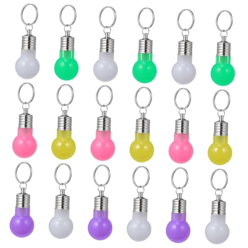 TOBBOMEY 21 Piezas Llaveros Bombilla LED Mini Colores Aleatorios Colgantes Decorativos Anillo para Mochila Bolso Lámpara Portátil Color Aleatorio
