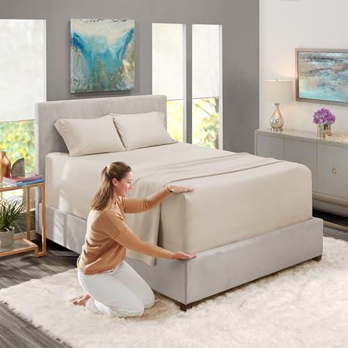 Image of Nestl Full Size Sheet Set, 4 Piece Extra Deep Pocket (18-24 inches), Microfiber, Hotel Luxury, Soft, Breathable, Wrinkle-Free, Easy to Care, Linen